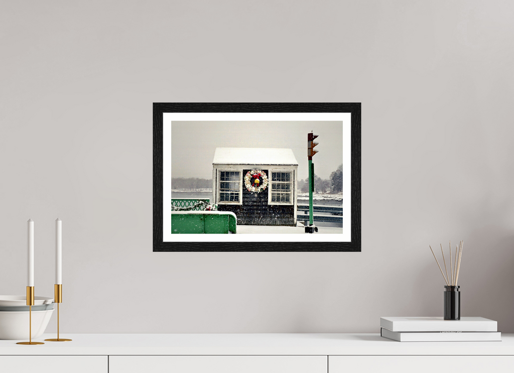 15 x 10″, Black Oak Frame Bridge Tender's House (Holiday)