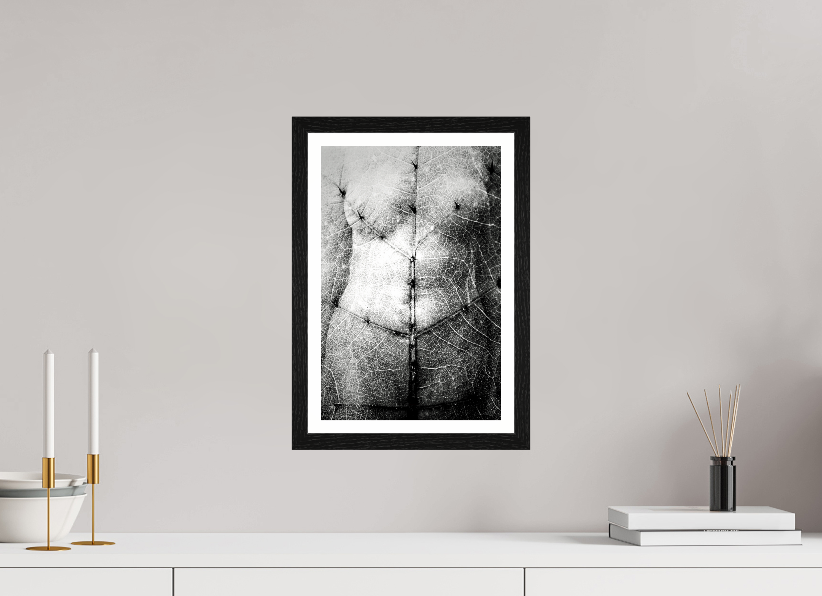 10 x 15″, Black Oak Frame Leaf