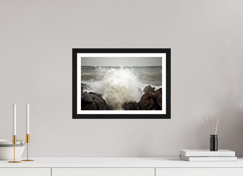 15 x 10″, Black Oak Frame Spouting Rock