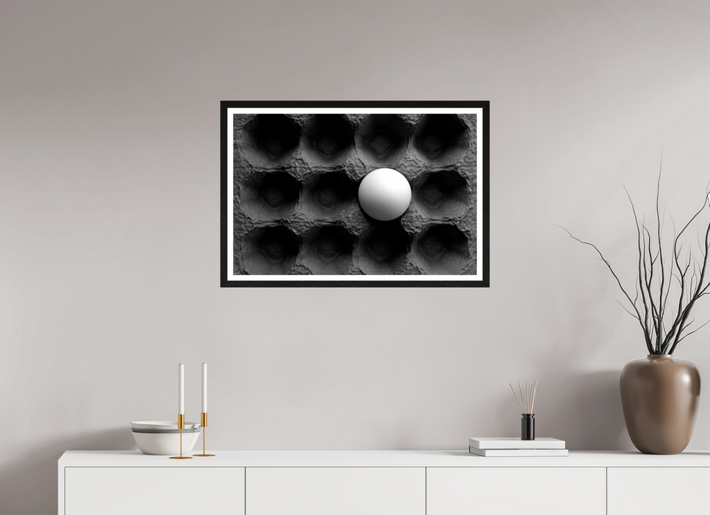 30 x 20″, Black Oak Frame Organic Egg