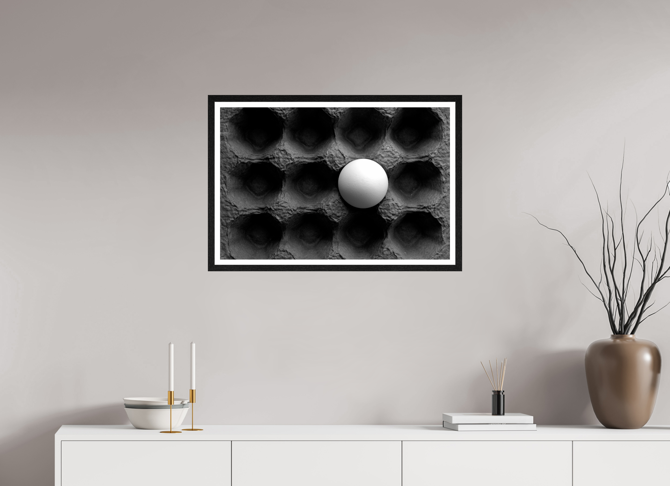 30 x 20″, Black Oak Frame Organic Egg