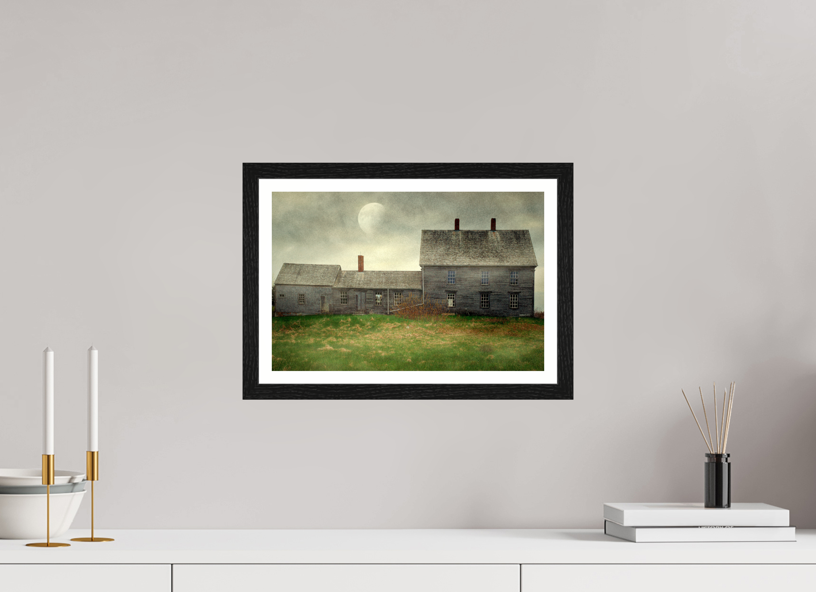 15 x 10″, Black Oak Frame Olson House by Moonlight