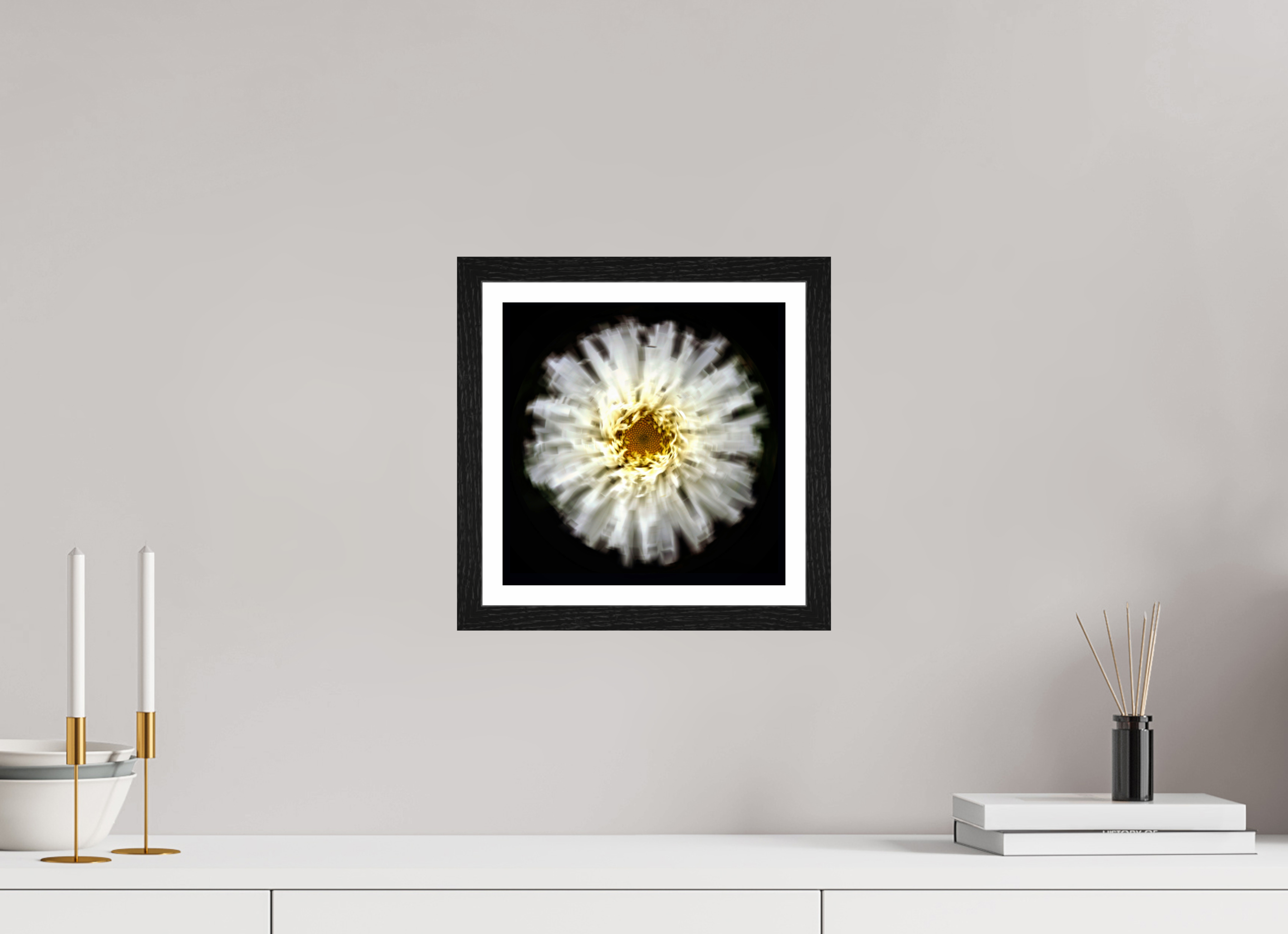 10 x 10″, Black Oak Frame Flower Sphere #2