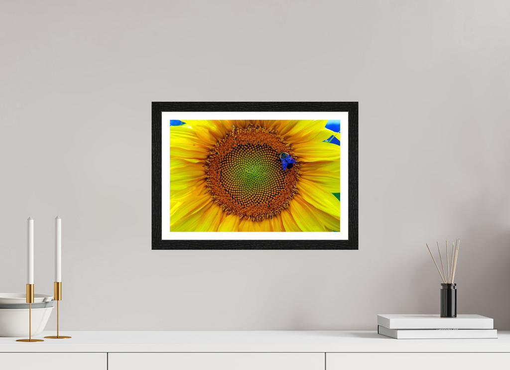 15 x 10″, Black Oak Frame Blue Bee