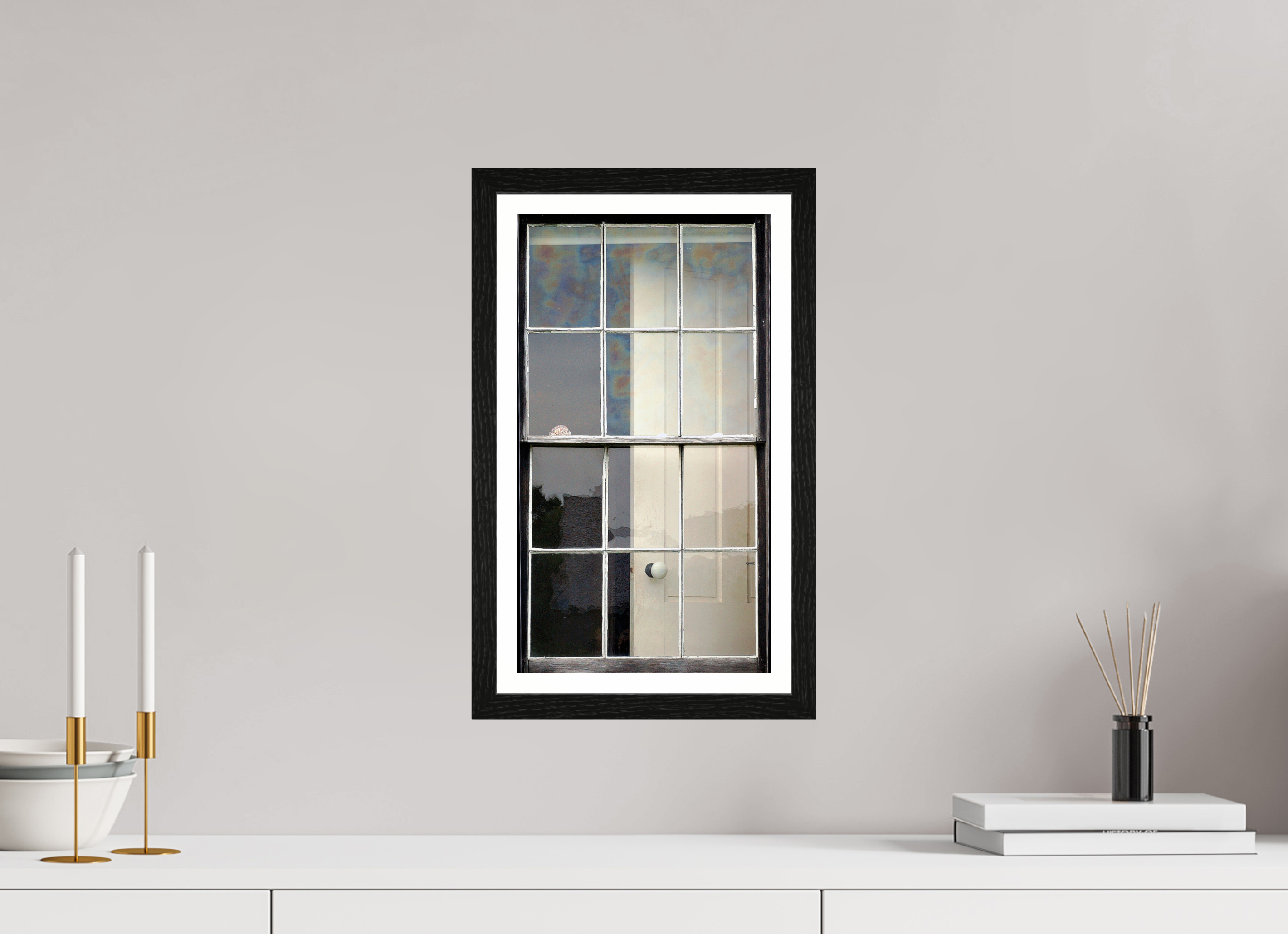 9 x 16″, Black Oak Frame Winter Window