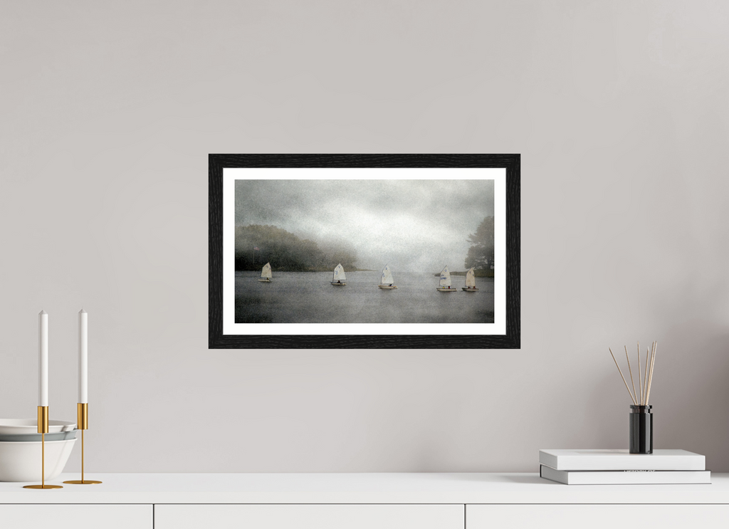 16 x 9″, Black Oak Frame Race in the Basin