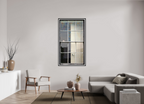 36 x 64″, Black Oak Frame Winter Window